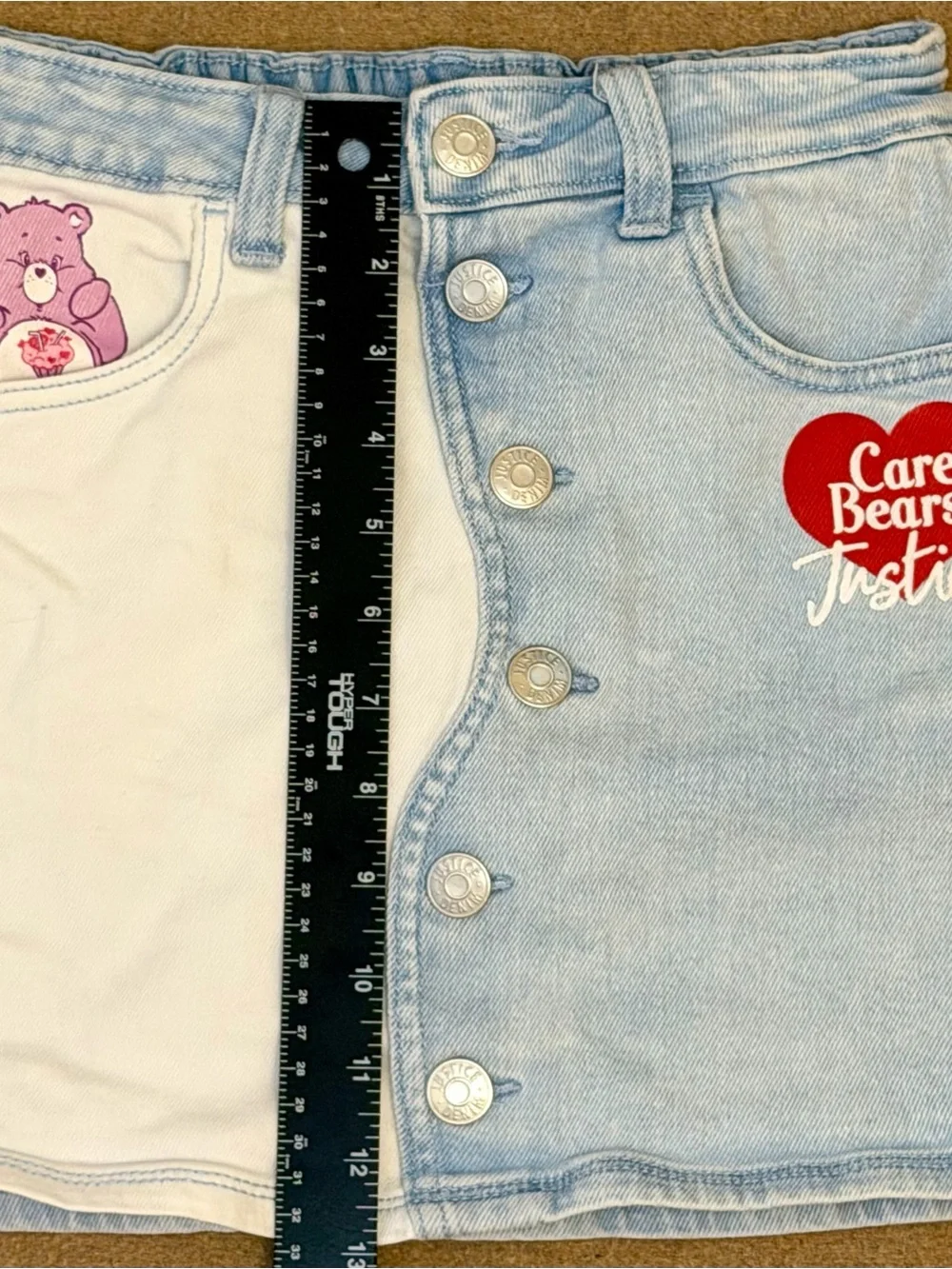 Care Bears Justice Two-Tone Denim Skirt - Pink & Light Blue Girls Size M/10
